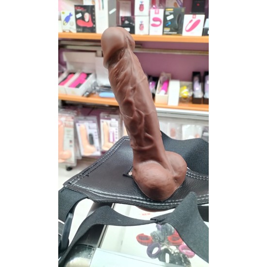 Titreşimli  Zenci Realistik Penis Belden Bağlamalı 