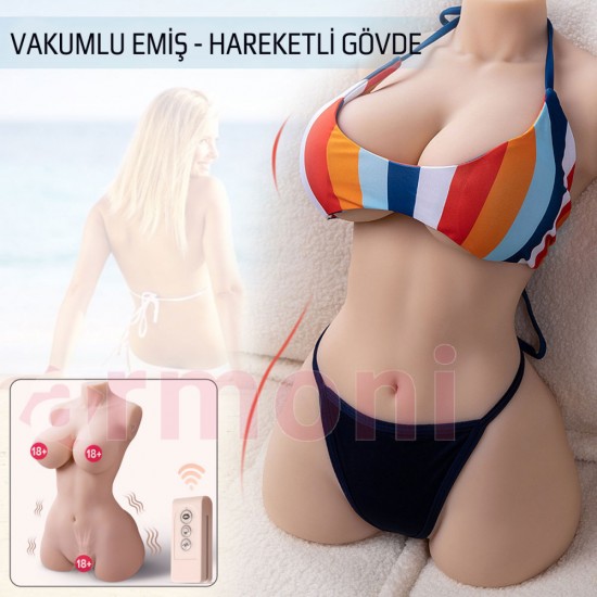 Uzaktan Kumandalı Emici Titreşimli Hareketli Gövdeli Yarım Vücut Seks Mankeni Hermosa