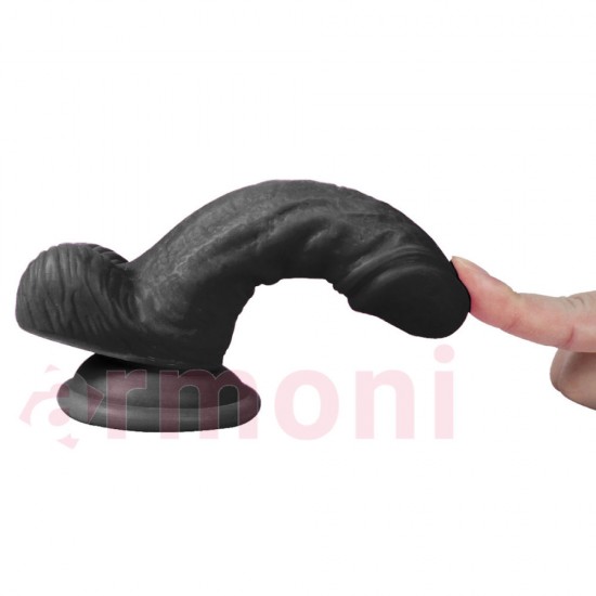 Realistik Siyah Anal Vajinal Penis Vantuzlu Damarlı 10cm